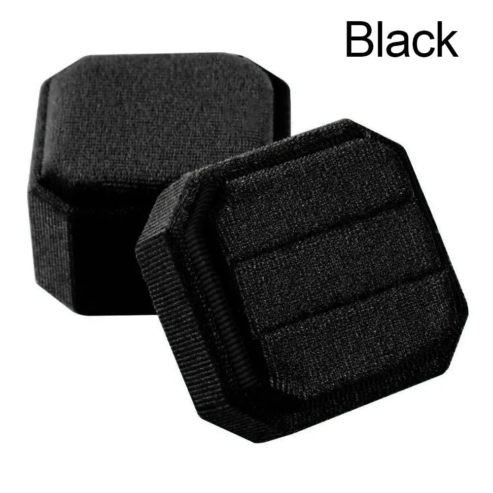

New Velvet Jewelry Box Octagon Square With Detachable Lid Double Ring Storage Case Exquisite Packing Box Wedding