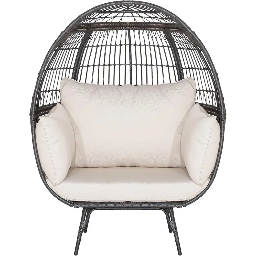 Oversized Wicker Egg Chair, Stationary Patio Lounge Basket …