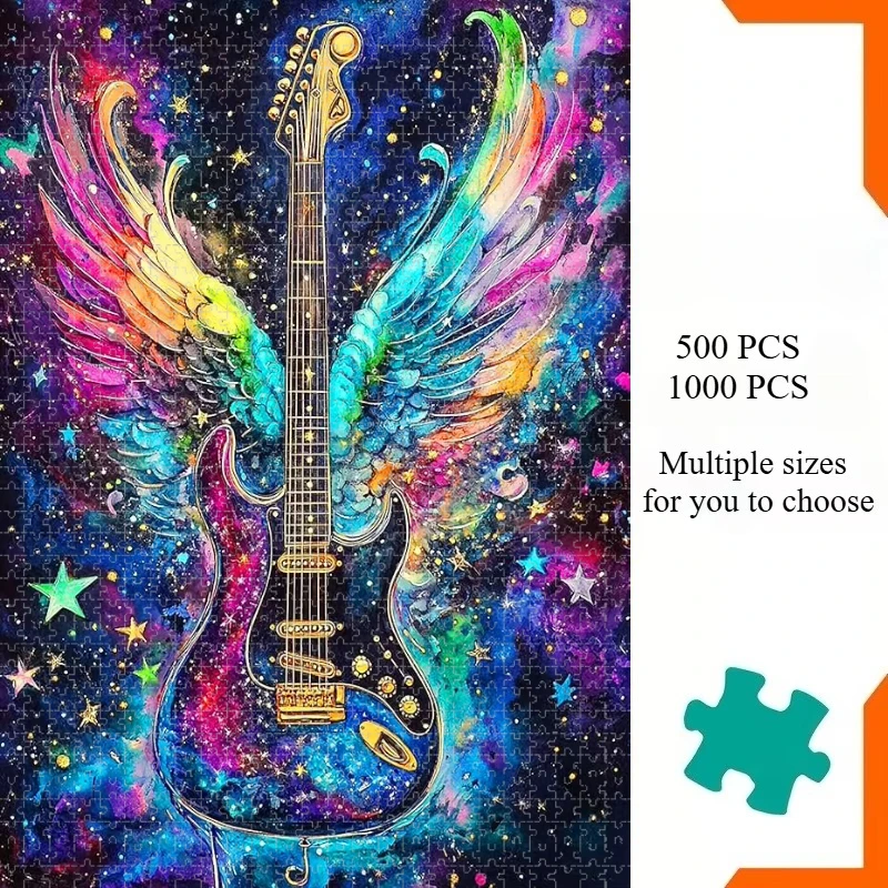 Large Jigsaw Puzzle 500/1000Pieces Galaxy Wing Guitar Paper Puzzles Adult Present Portable Box for Family Games Educational Toys