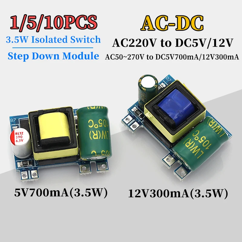 AC-DC 5V 700mA 12V 300mA 3.5W Isolated Switch Power Supply Module Buck Converter Step Down Module 220V turn 5V/12V