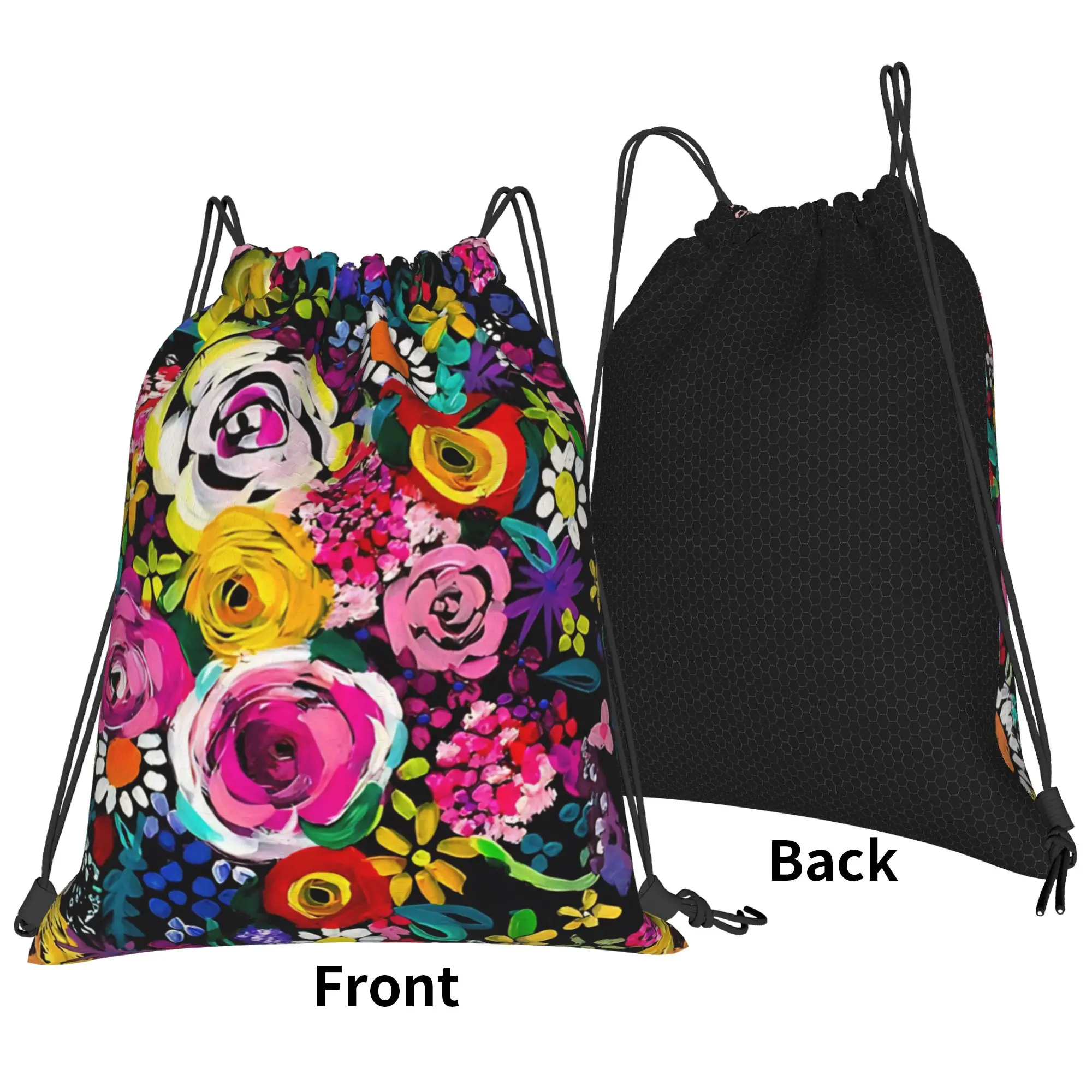 Floral Les Fleurs Vibrant Floral Portable Hiking Riding Gym Drawstring Storage Sporty Backpacks