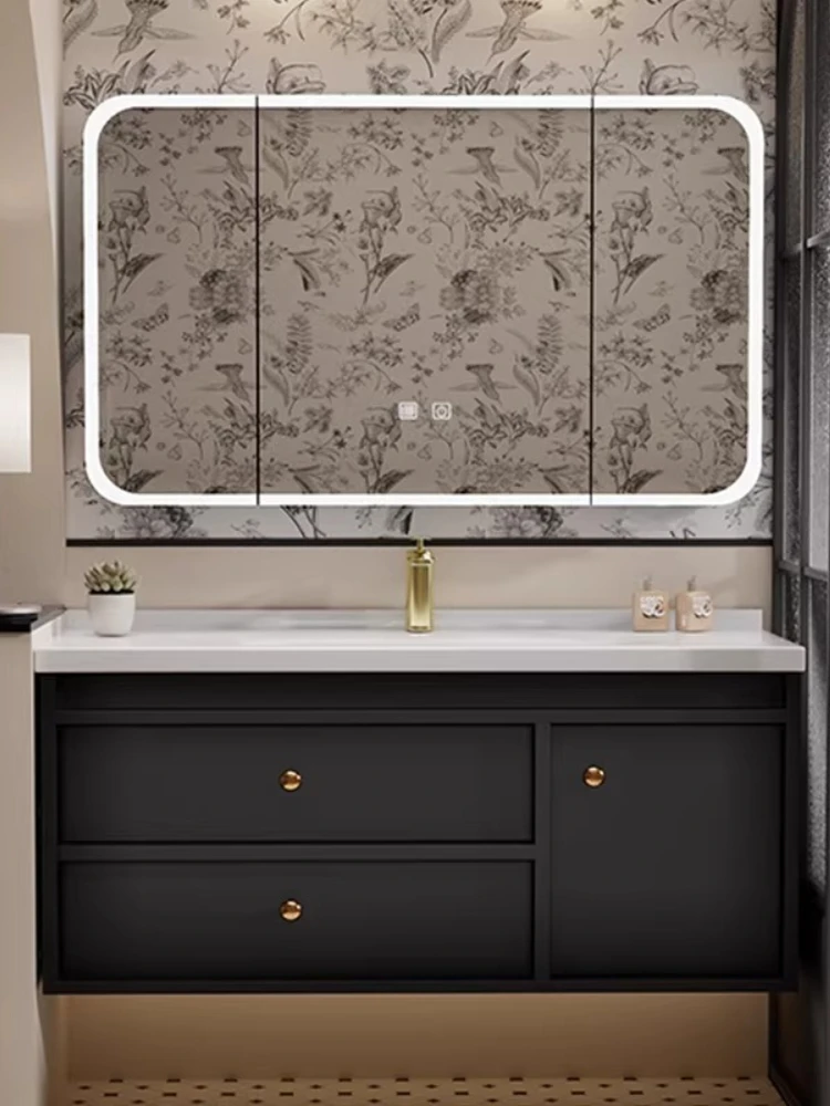 

Retro style bathroom cabinet combination ceramic integrated basin wash basin bathroom waterproof and moisture-proof