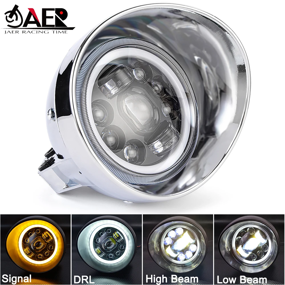 

5.75" LED Bullet Motorcycle Headlight High Low Spot Fog Lamp Bulb Retro Head Light Lamp for Choppers Bobbers Touring Custom