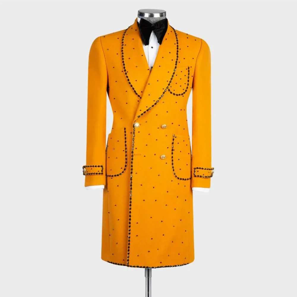 Luxury Crystal Beading Buttons 1-piece Men's Suit High Quality Celebrity Gowns Men's Stage Costume Special Occasion Gowns