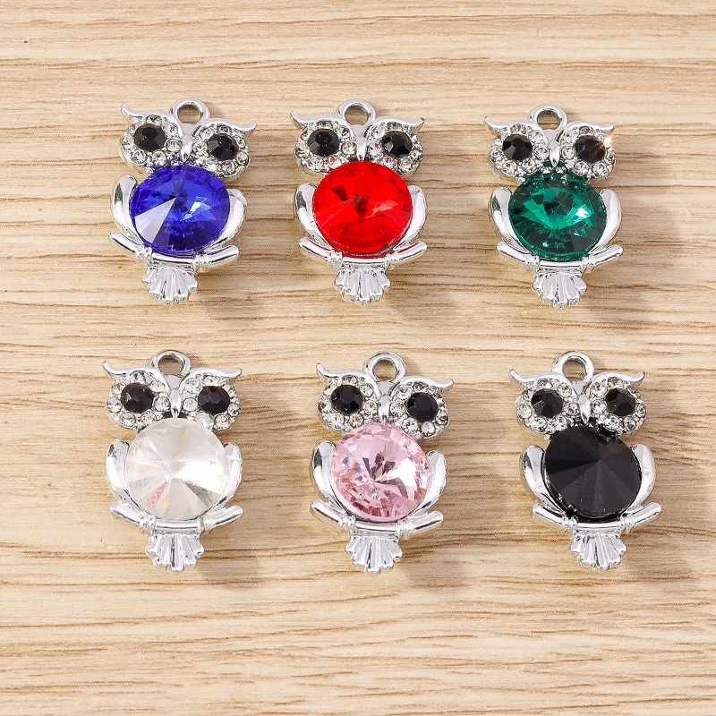 10 Stück niedliche, gemischte Kristall-Metall-Herz-, Eulen-, Schlüssel- und Mond-Anhänger für die Schmuckherstellung, Halsketten, Ohrringe, DIY-Bastelarbeiten und Accessoires – Detail 8