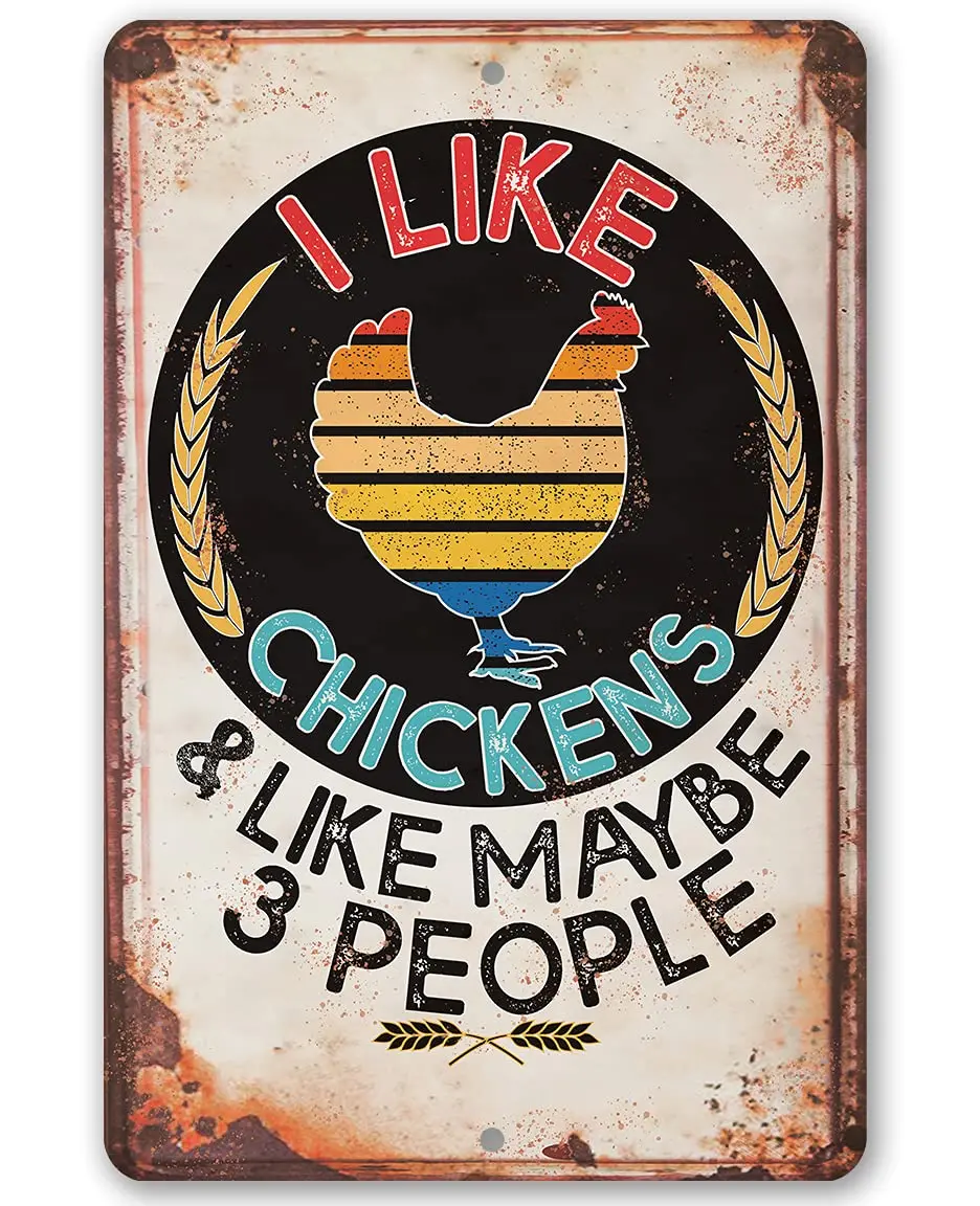 Y1,I Like Chickens - Funny Chicken Coop Sign, Signs for Outdoor, Farmhouse Decor and Country Home Display, Hen House F