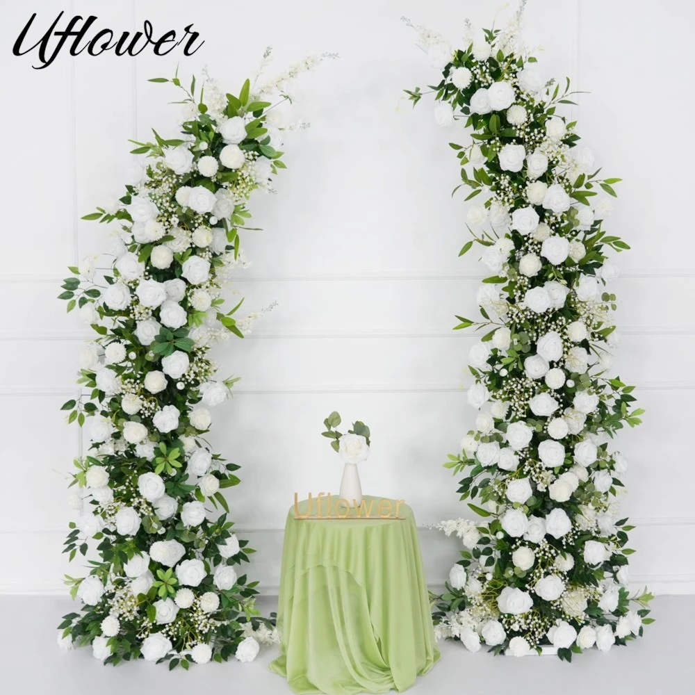 

Роскошный фон с белой розой, арка, зеленые растения, искусственный цветок, свадебное украшение, цветочная композиция, реквизит для вечеринки