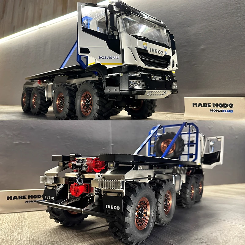 RC 1/14 Iveco 8X8 Climbing Car Off-road Vehicle with Electric Winch CNC Integrated Bridge with Winch with Light and Sound