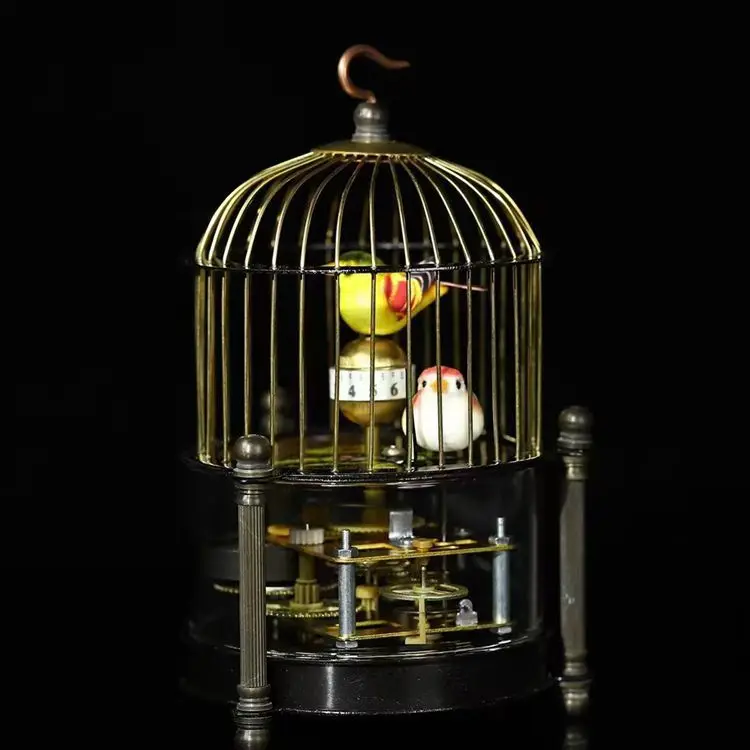 Metal wrought iron bird cage crafts do old round double bird cage machinery copper watch home ornaments