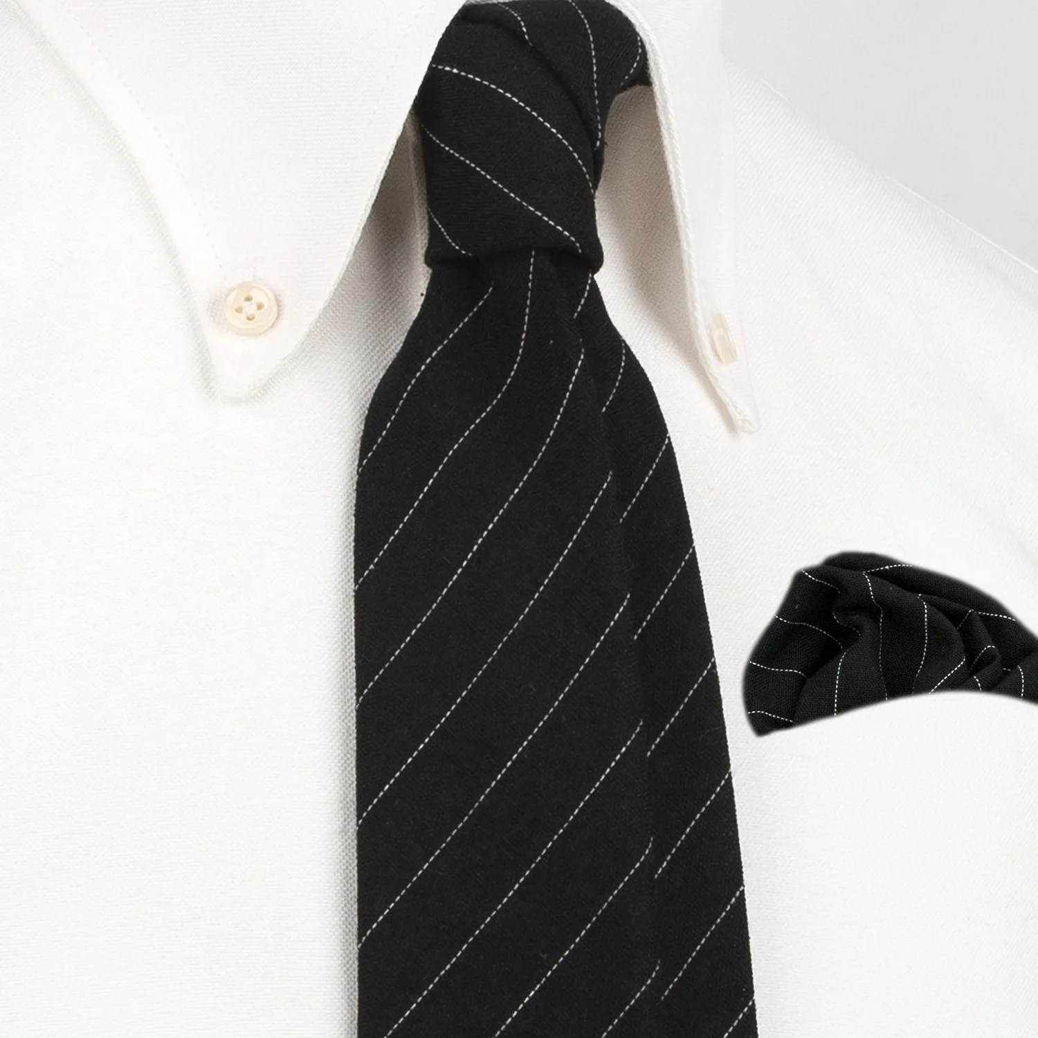 2pcs Neck Ties Set Fashion Cotton Striped Neckties For Men Business Formal White Navy Pocket Square Wedding Party Tuxedo Cravat