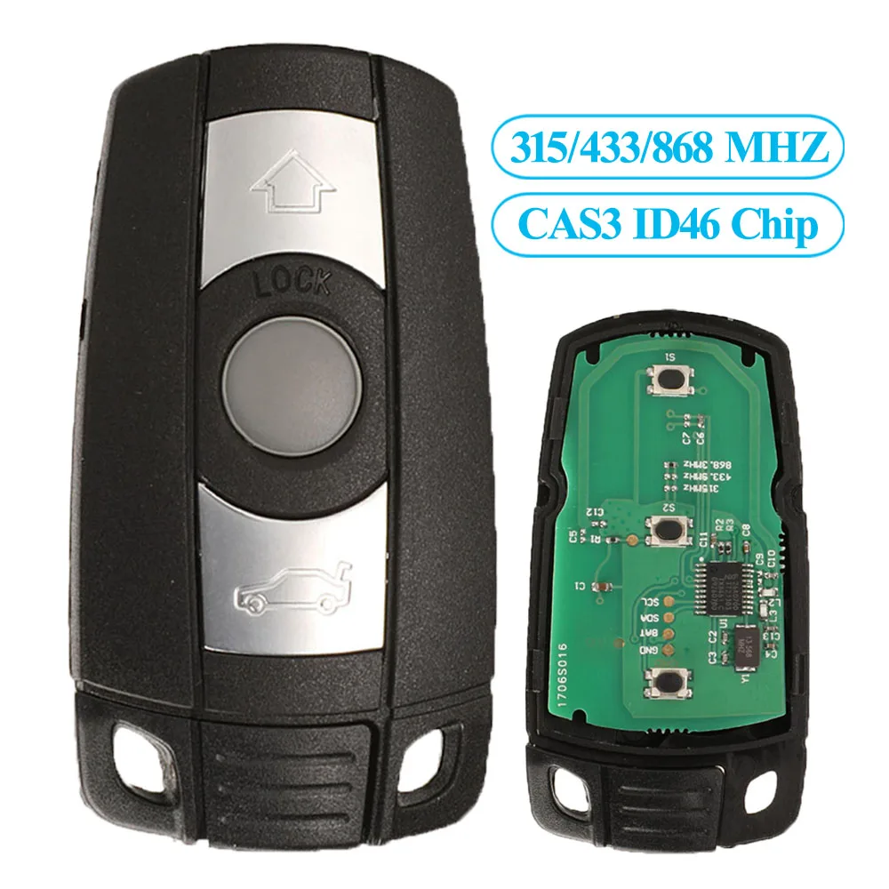 Jingyuqin Zdalny kluczyk samochodowy 315/433/868MHZ FSK CAS3 ID46 PCF7945 Chip Do BMW 1 3 5 7 Series X5 X6 Z4 Smart Key Control 3 Button