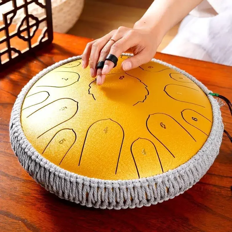 Steel Tongue Drum 13/14 Inch 15 Notes D Major Ethereal Drums Yoga Meditation Sound Healing Beginner Music Drums with Accessories