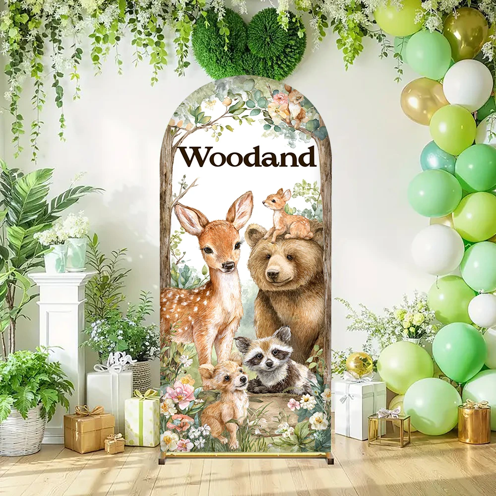 

Woodland Animal & Plant Spandex Arch Backdrop（For Baby/Birthday Events）