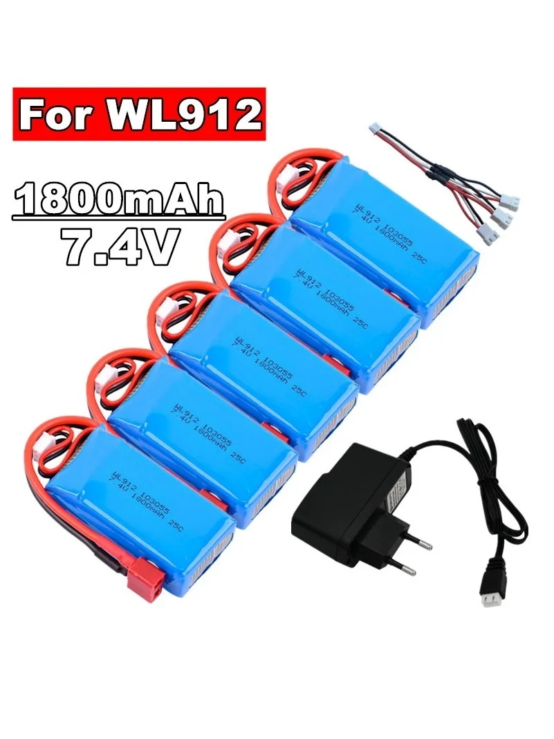 7.4V 1800MAH Lithiumbatterij 25C 2S Model Schip Batterij Geschikt Voor WL912 Afstandsbediening Schip Grote Capaciteit batterij - afbeelding 2