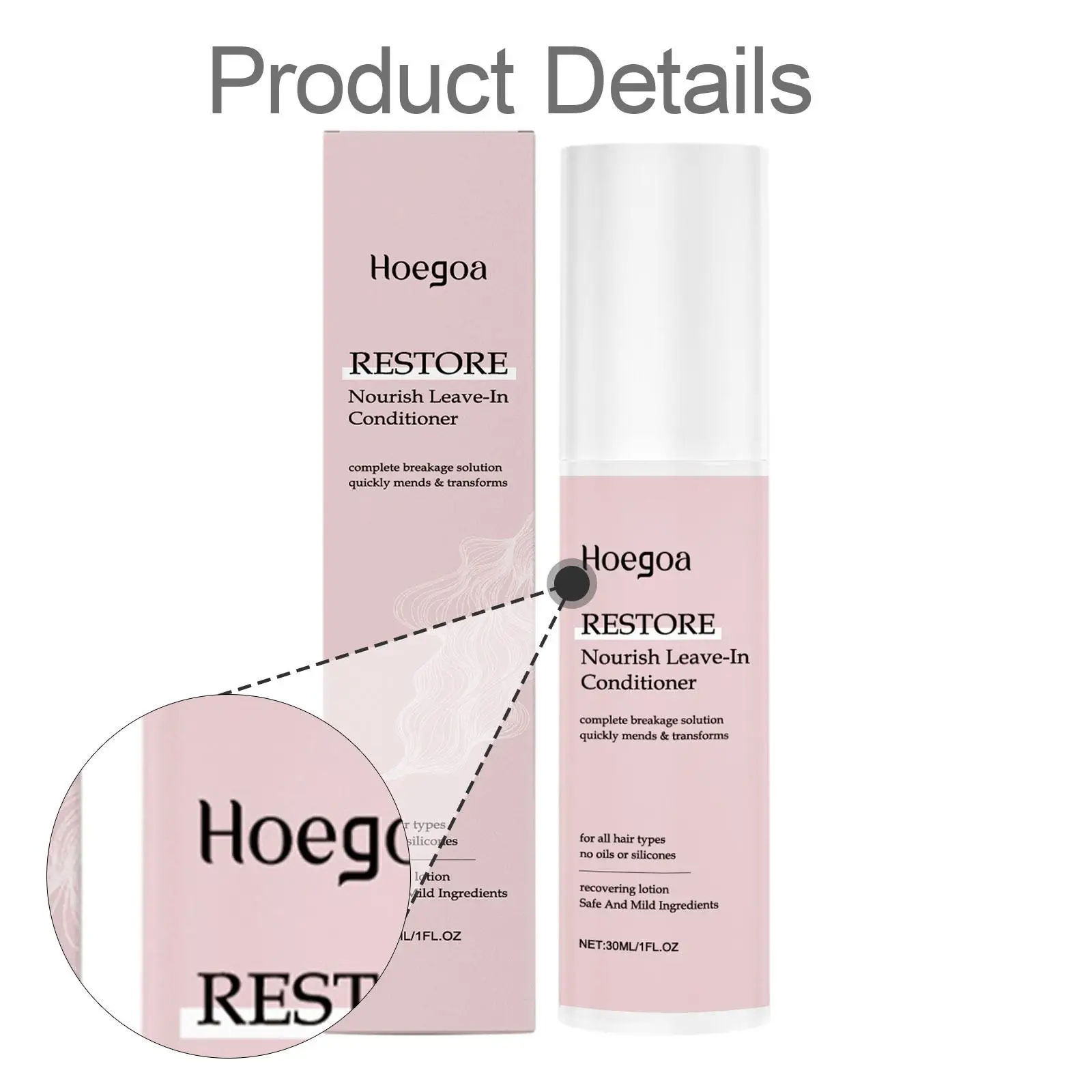 بخاخ إصلاح الشعر 30 مل، بلسم بدون شطف يغذي متعدد الاستخدامات يضيف اللمعان للشعر الجاف المجعد مقاس السفر