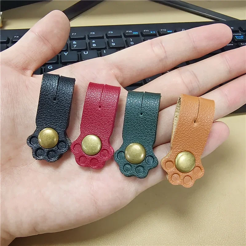 Creative Cat Paw Leather Cable Clips Kawaii USB Charger Data Line Cable Organizer Earphone Clips Cable Protector Desk Organizer