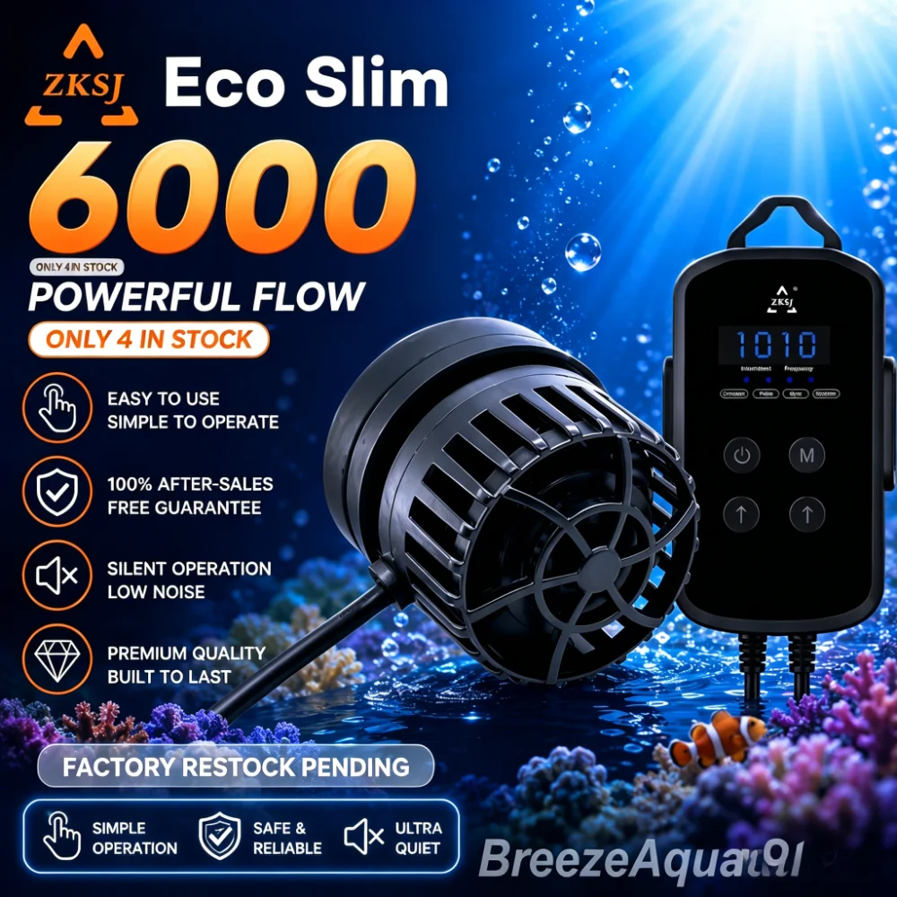 Bomba de Ondas Mini DC ZKSJ Eco Slim 6000 para Aquário de Água Salgada com Controlador