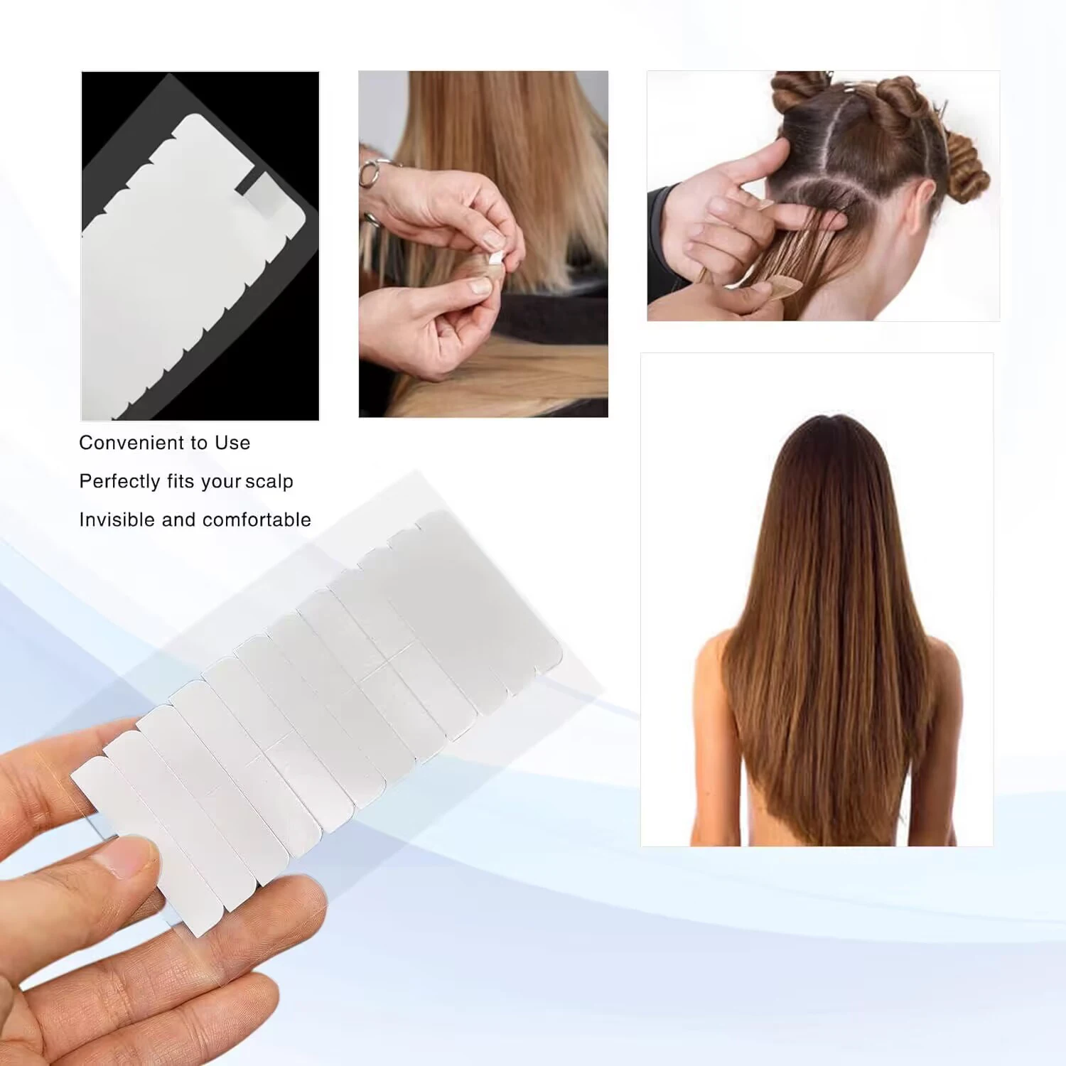 Cinta de repuesto para el cabello, cinta de doble cara para extensiones de cabello, 120 piezas