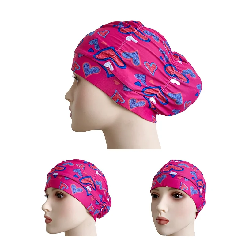 Damskie czepki kąpielowe z tkaniny Basen Sporty wodne Kąpiel Plisowana czapka Kapelusz Długie włosy Nylon Turban Elastyczny Dorośli Kwiaty Nadrukowane