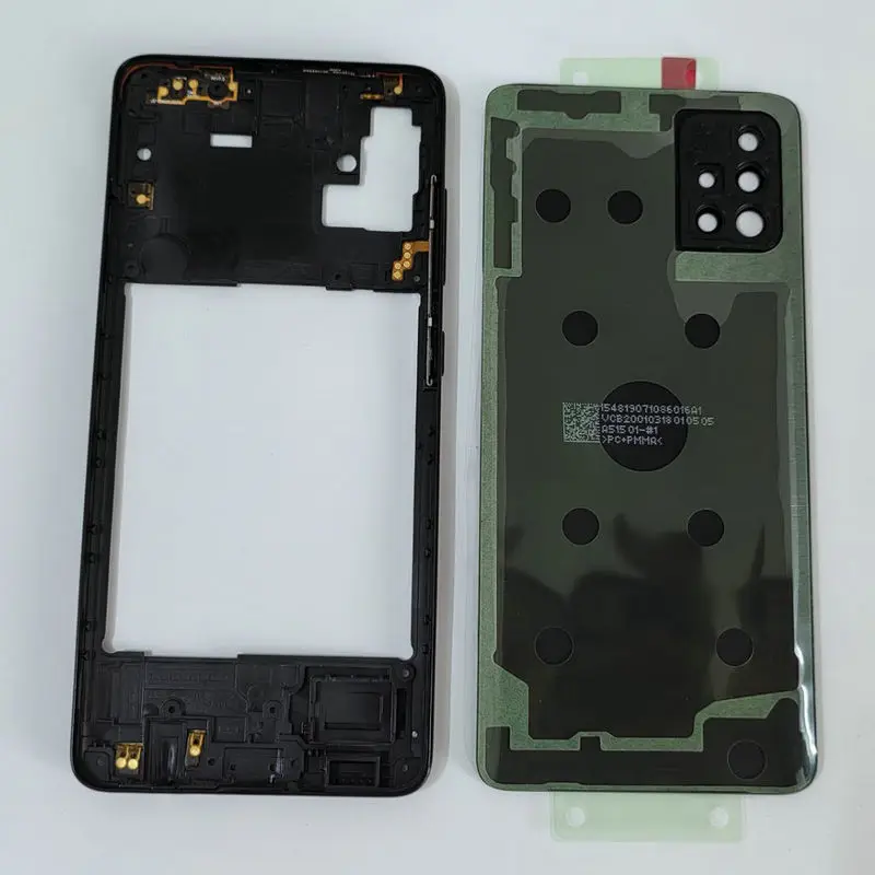 For Samsung Galaxy A51 A515 A515F Housing Middle Frame Battery Cover Rear Panel Rear Cover+Camera Lens