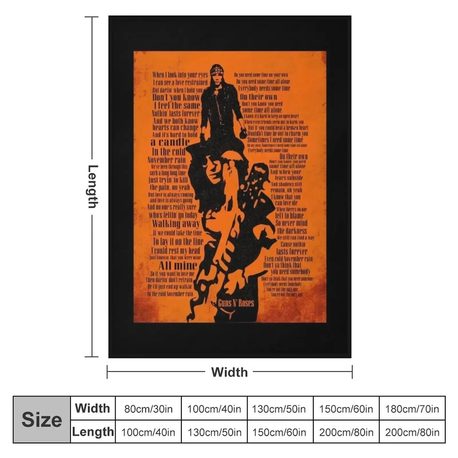 November Rain Song Lyrics Poster - November Rain Rock Music 1991 Throw Blanket funny gift decorative Flannel Blankets