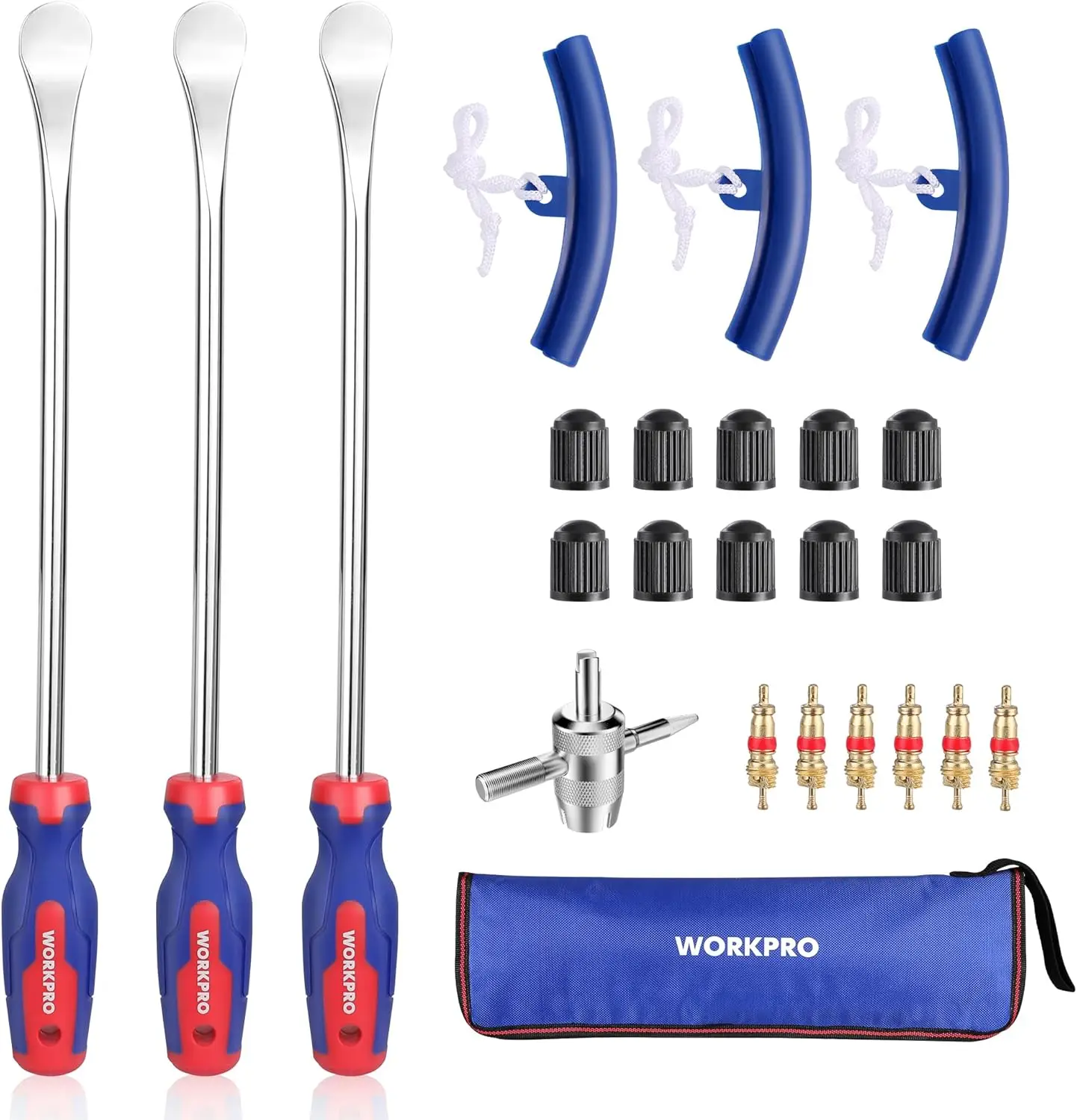 

23-Piece Tire Spoon Set with Storage Bag - Heavy Duty Steel Tire Irons for Motorcycle, Car, Lawn Mower