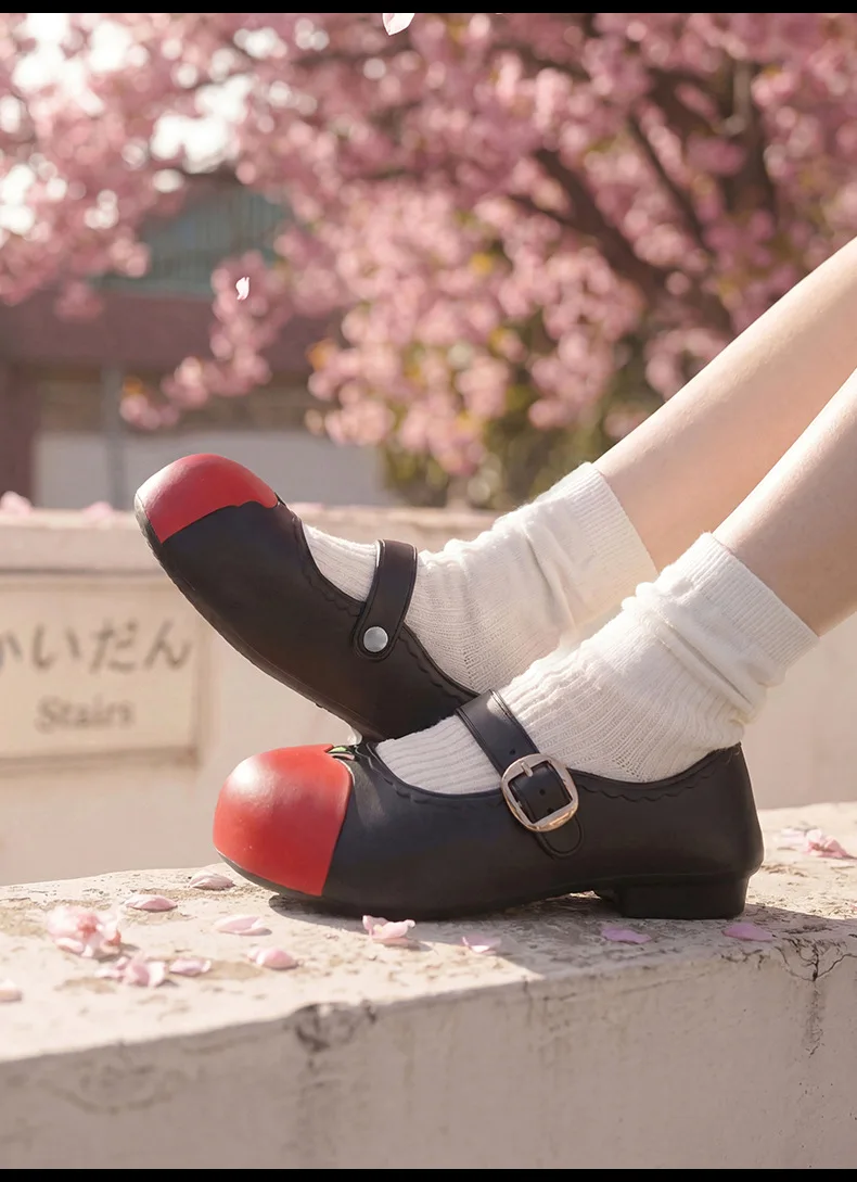 Neue süße Apple Mary Jane Schuhe für Damen mit Schnallenverschluss, runder Zehenpartie, lässige Sommersandalen, wasserdicht, geruchsneutral, EVA-Flachschuhe für Frauen. – Detail 11