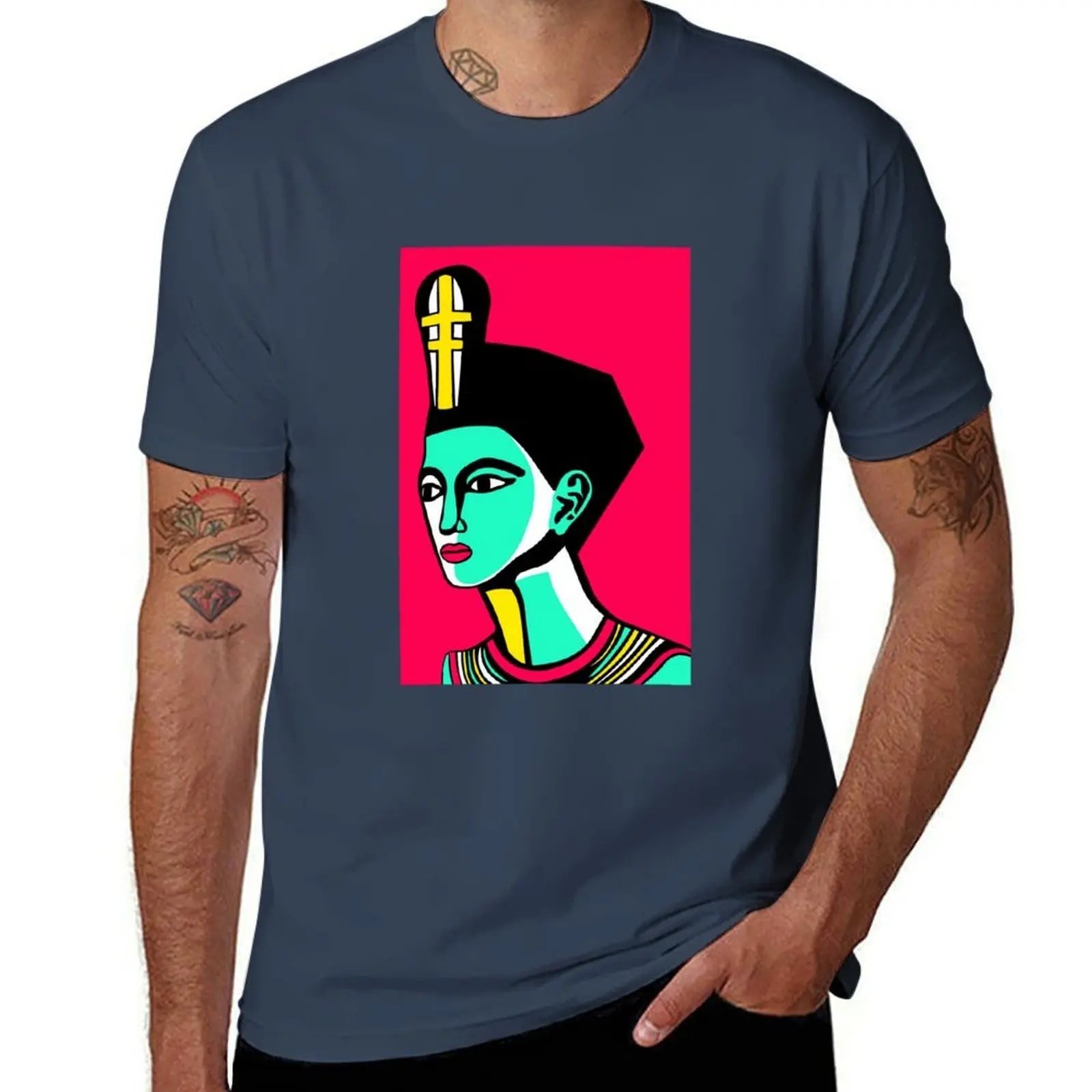 

Футболка Pop Art Nefertiti, мужские футболки с рисунком, мужские футболки, хлопковая футболка