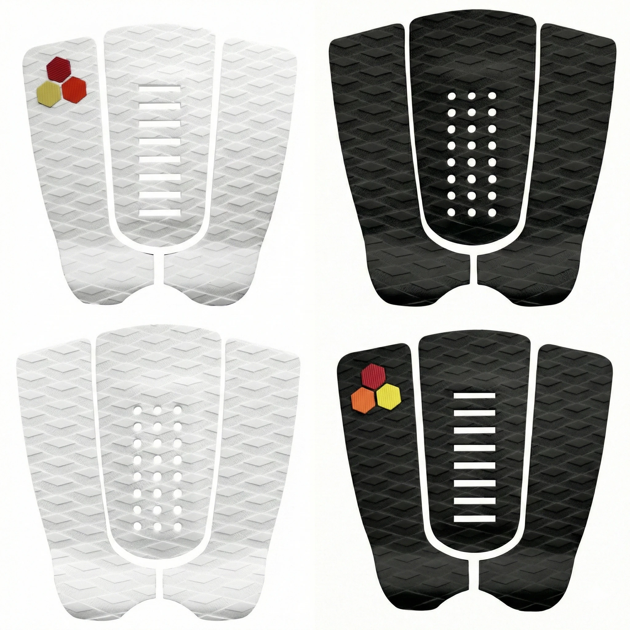 Almohadilla de Tracción para Tabla de Surf de Espuma EVA con Diamantes, 8/24 Agujeros, 3 Piezas, Antideslizante, con Soporte para el Pie, para Tabla de Surf Corta, Tabla de Surf Tipo Fish