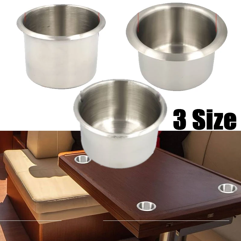 1Pc Stainless Steel Marine Boat RV Cup Water/Drink Bottle Holder Rustproof Universal 68/85/90MM Caravan Modification Cup Holder