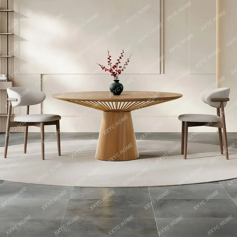 XX Mid-Century Modern Solid Wood Round Dining Table for Small Spaces,Luxury Home Kitchen Table