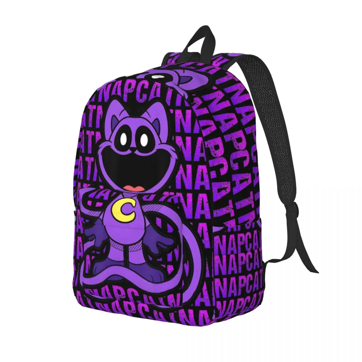 Mochila do gato e do cão com texto para homens e mulheres, saco da lona com design dos desenhos animados, bom para caminhar e viajar