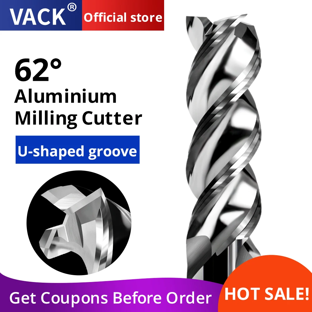 Vack Hrc62 Fresadora de Alumínio de Alto Brilho u Groove Flauta Espelho Moinho de Fim Polido Liga Cnc Tungstênio Aço Router Bits