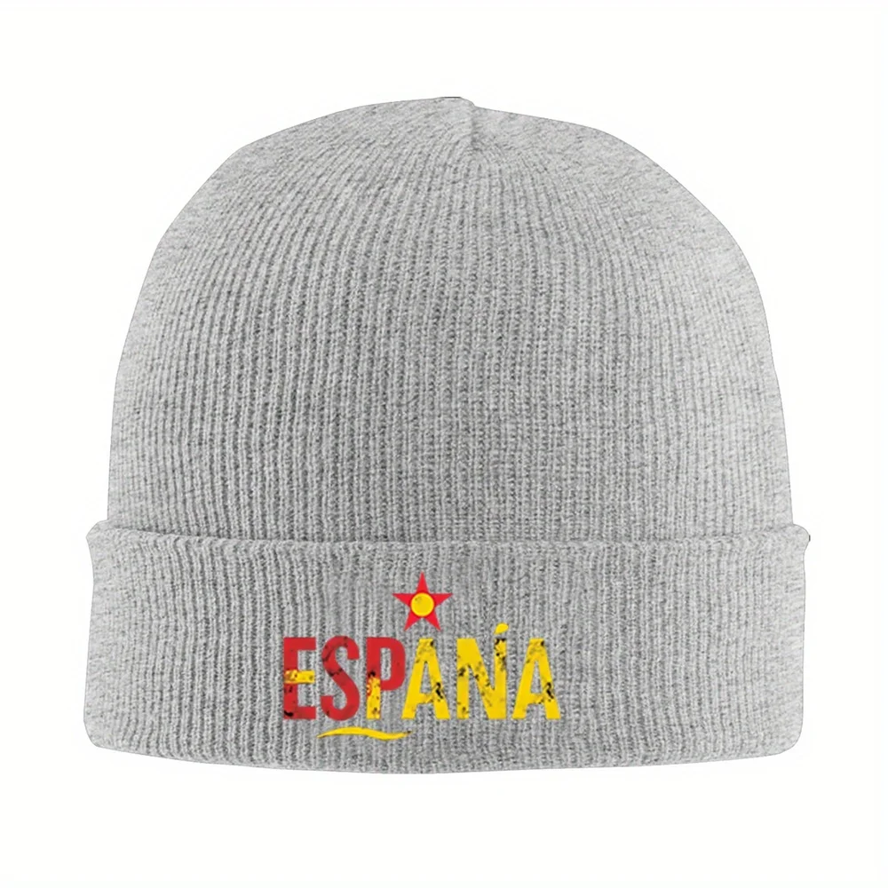 1pc Spain Spain Flag Beanie Hat Spanish National Emblem España Lettering with Coat of Arms Design Warm Knit Cap for Men Women