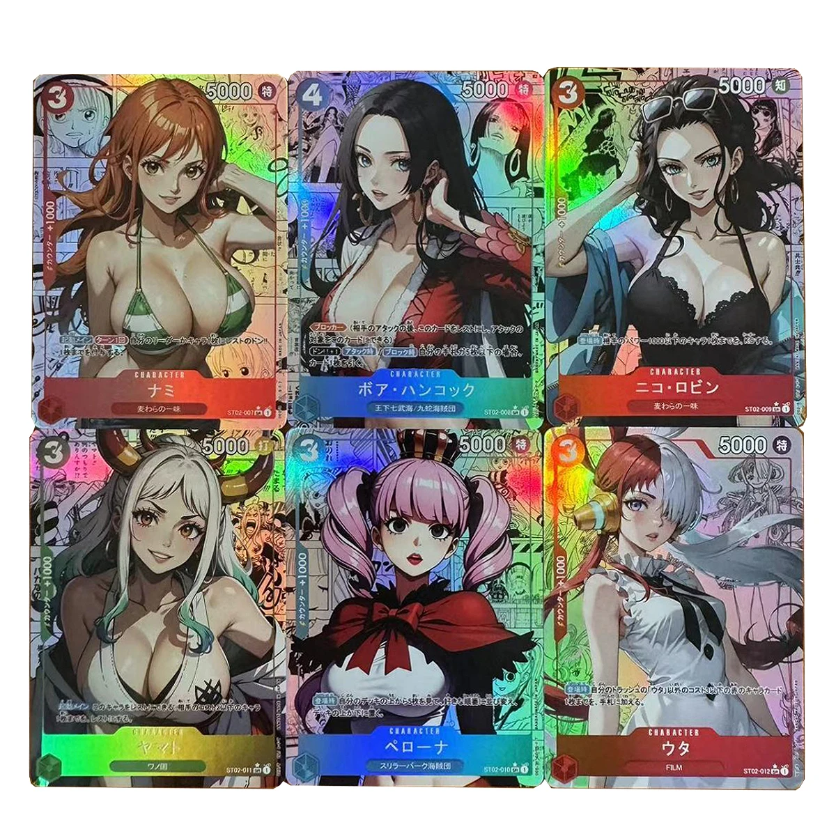 

Diy Self Made 6Pcs/set Opcg Nami Hancock Yamato Color Flash Collection Card Uta Perona Opcg Anime Cards Gift Toys