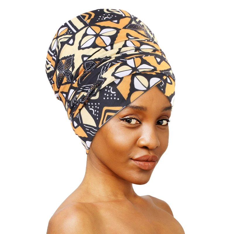 African Print Head Bandana Women Scarf Muslim long Head Wrap Headscarf Bonnet Strecth Africa Clothing Hijab Hair Accessories