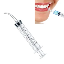 2Pcs Clear Disposable Dental Irrigation Syringe With Curved Tip Dental Kit Tooth Transparent Whitening Dental Instrument 12ml