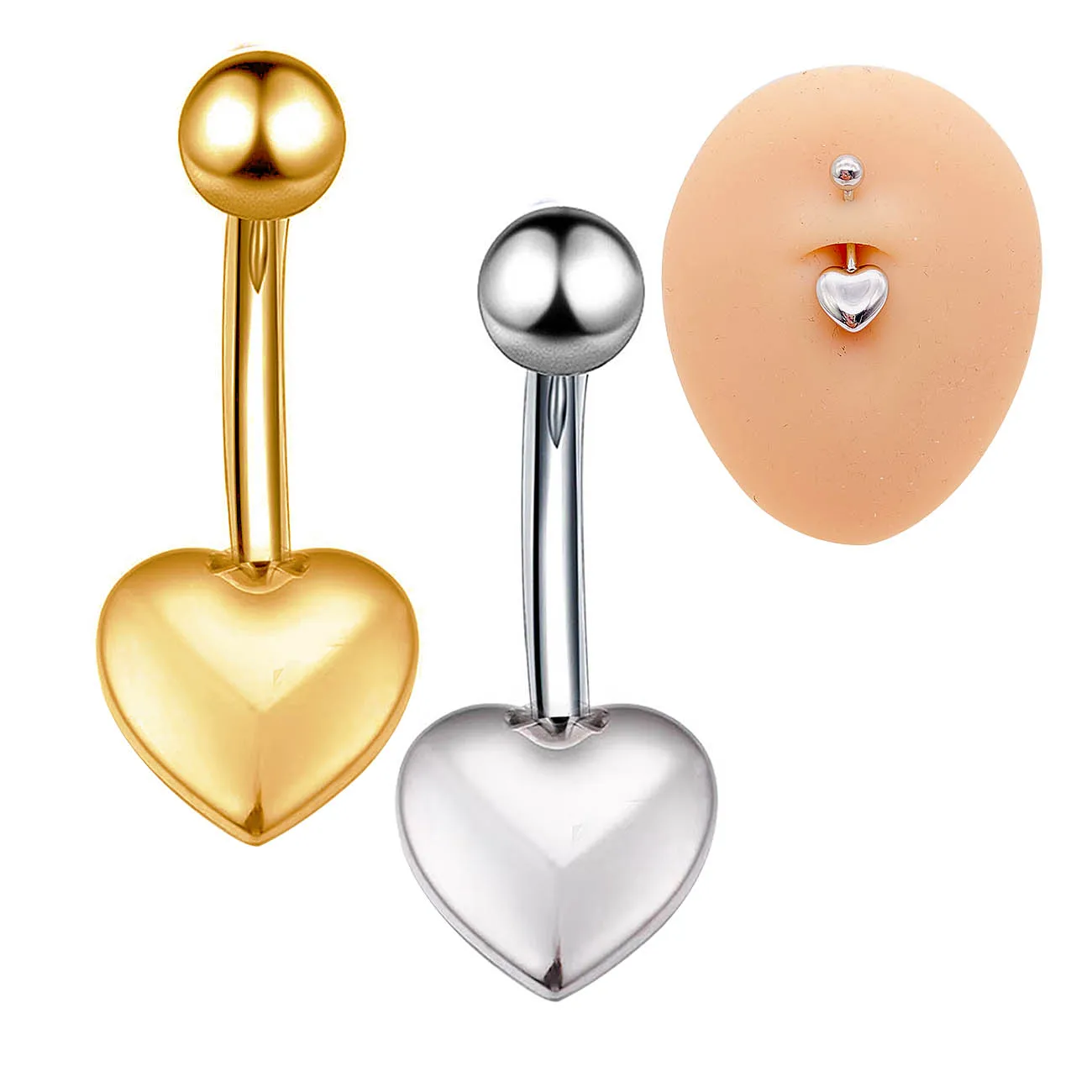 

New Stainless Steel Belly Button Rings for Women Girl Navel Piercing Jewelry Heart Belly Ring 14G Silver Gold