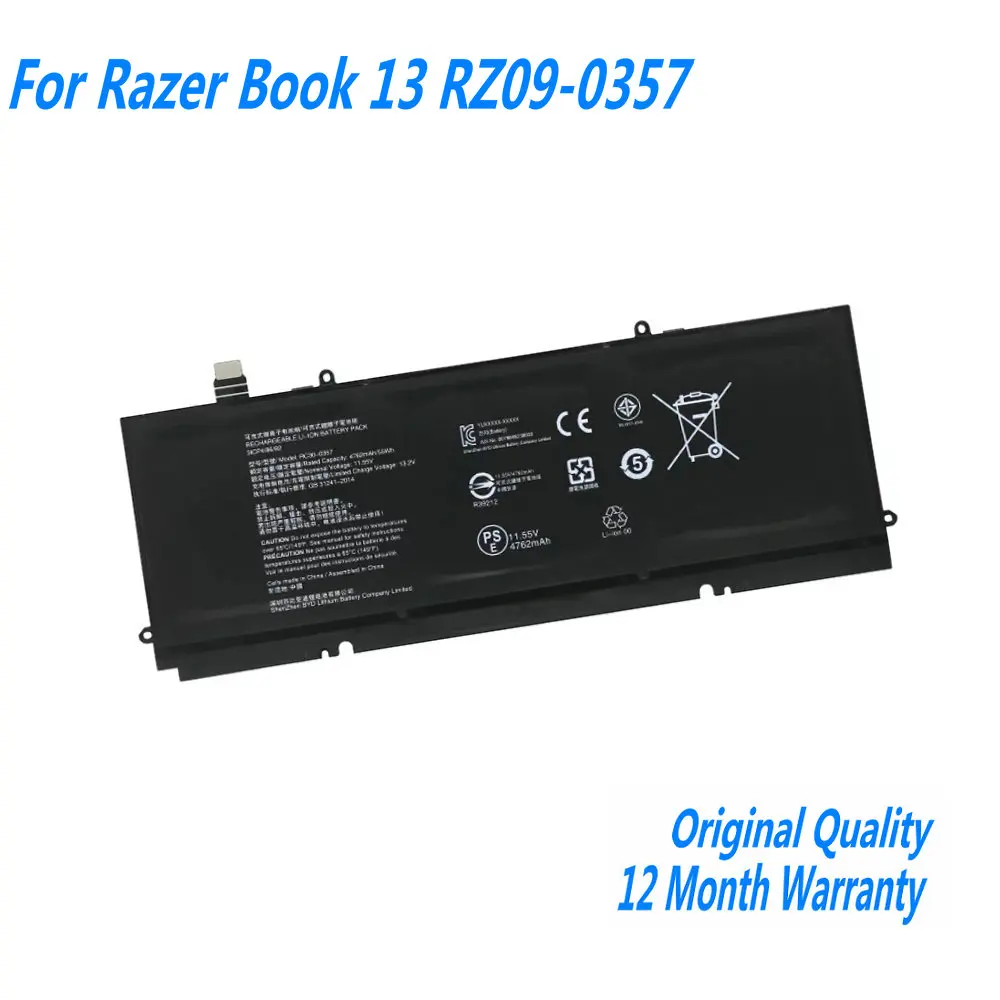 11.55V/55Wh 4762mAh RC30-0357 For Razer Book 13 RZ09-0357 MJQ3-R3J1 MGM2-R3G1 Series Laptop Battery