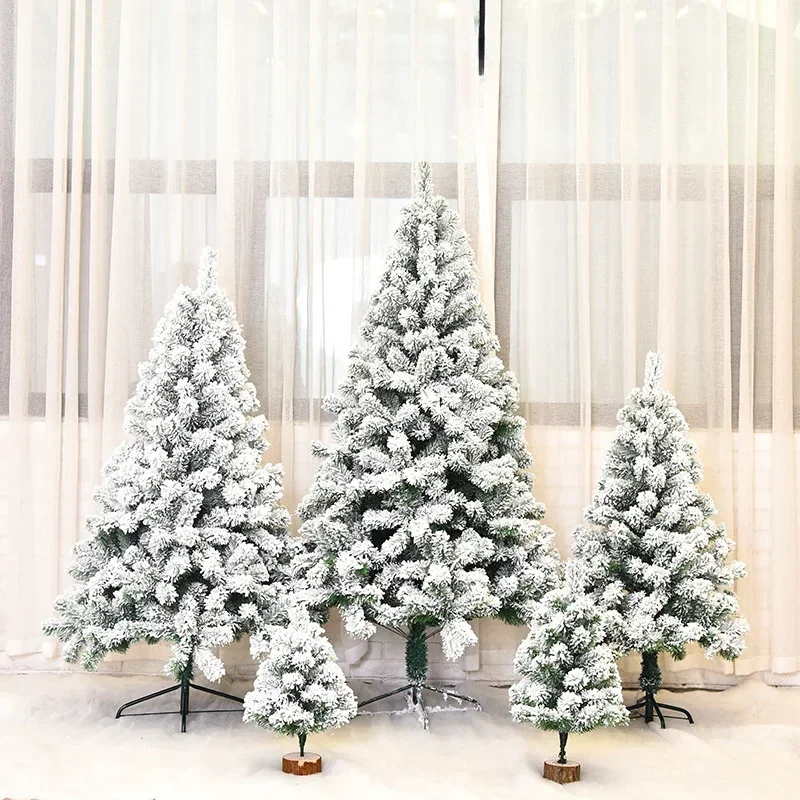 

Christmas white falling snow plush Christmas tree PVC material large and small simulation decoration encrypted ornament