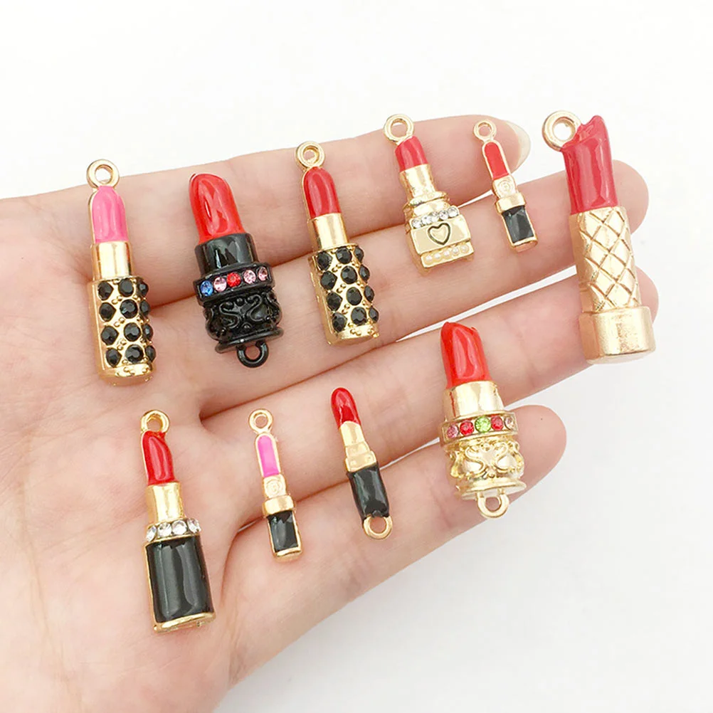 33 Pcs Accessories Lipstick Pendant Miss Earrings Jewelry Alloy Flower Charms DIY