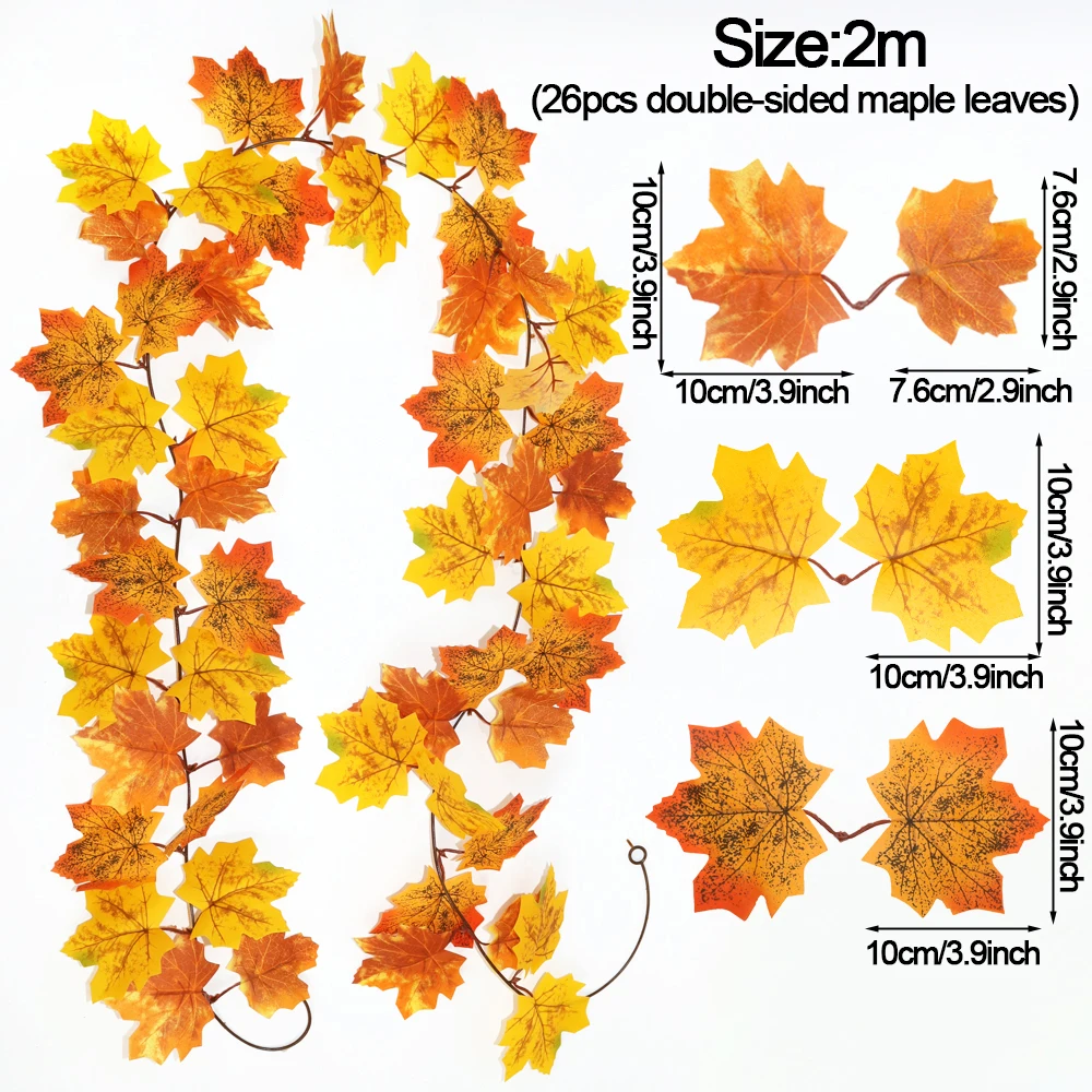 Thanksgiving Dekorationen Herbst Ahorn Rebe Girlande Künstliche Herbst Herbst Laub Girlande Hochzeit Kamin Dekor Halloween Party – Detail 16