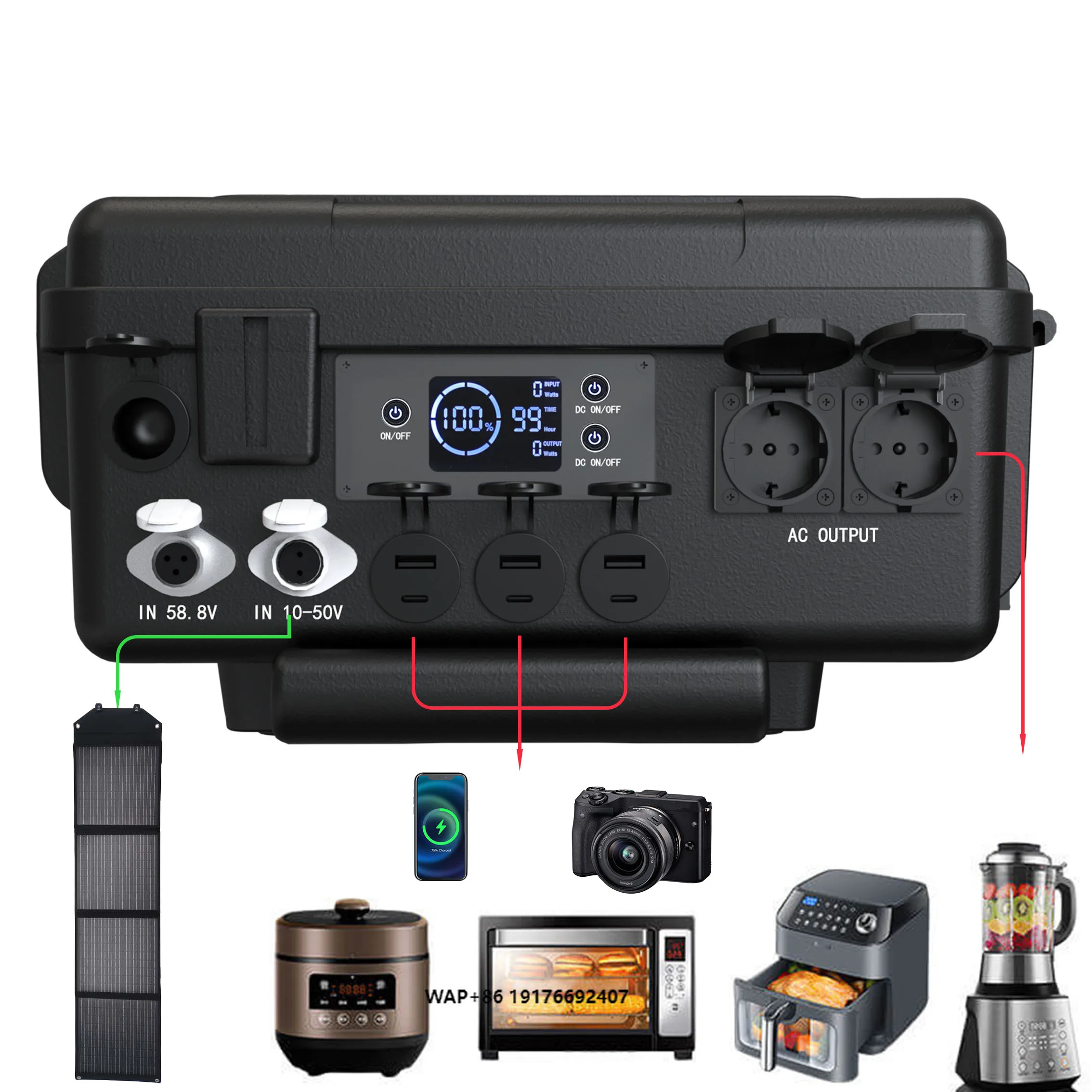 

Portable 3000W Solar Power Station 'MPPT Controller Universal Outdoor Power Bank for Camping Car Laptop Options External Battery