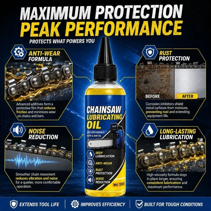 Chainsaw Lubricating Oil 100ml Bike Chain Lubricant Rust-Proof Deep Penetrating Lubricant Hedge Trimmer Multi-Purpose Lubricant