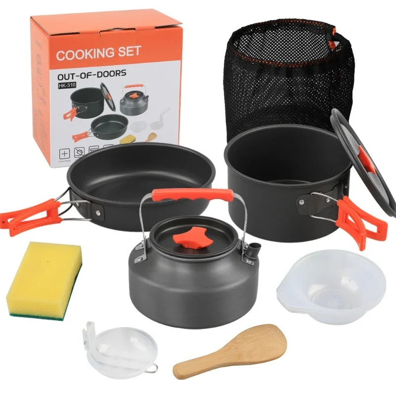 

Camping Cookware Kit Outdoor Cooking Set Aluminum Equipment Outdoor Pot Travel Tableware Kitchen Hiking Picnic BBQ