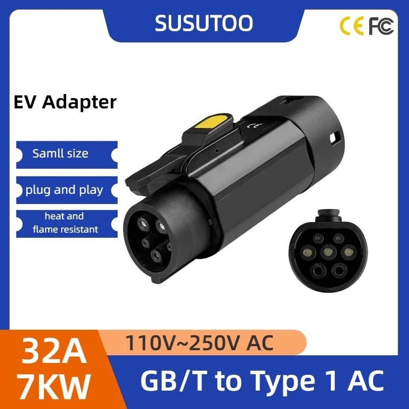 

32A 7kW GB/T to Type 1 EV Adapter Female GB/T Plug to SAE J1772 Converter For Ukraine Russia EV Charging