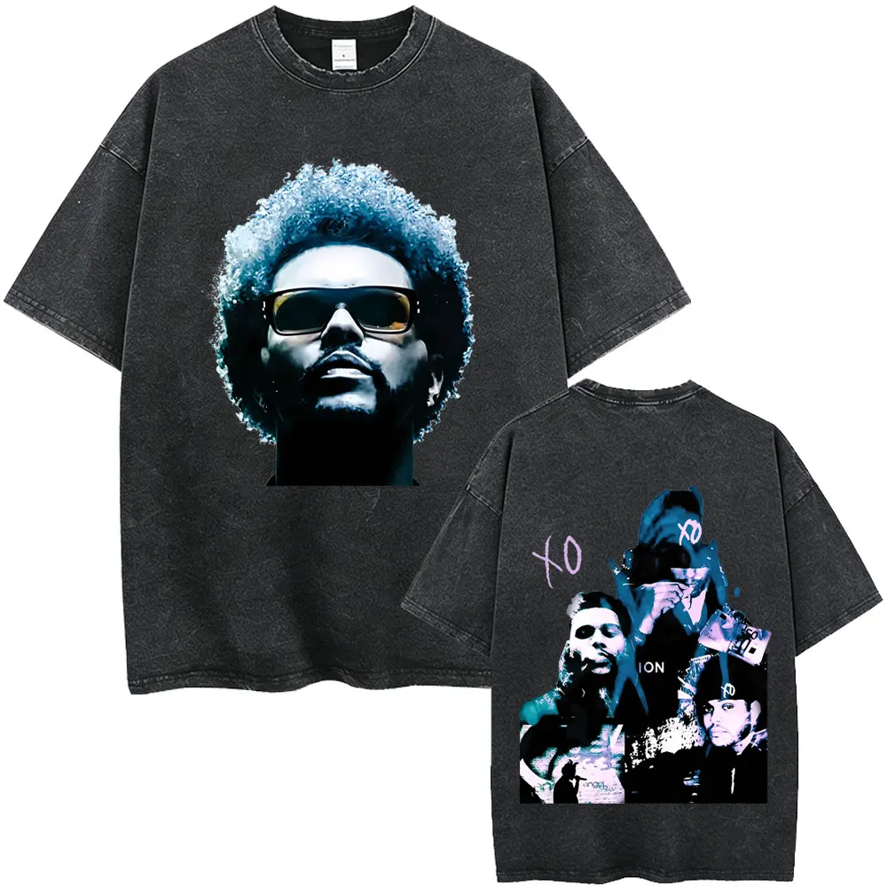 Rapper The Weeknd Hurry Up Tomorrow Tour 2026 Washed Vintage T Shirt Men Women Hip Hop Fashion Pop Music T-shirt Male Streetwear