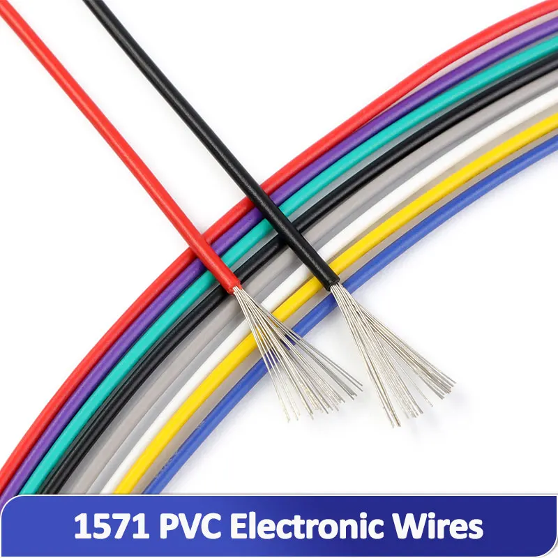 5/10m 1571 PVC Wires 32 30 28 26 24 22 20 18 16AWG Flexible Cable PVC Insulated Tinned Copper Environmental DIY LED Cord