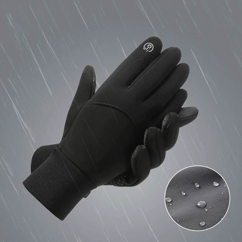 Gants de cyclisme imperméables pour hommes et femmes, gants de camping chauds, écran tactile en velours, non ald, automne et hiver