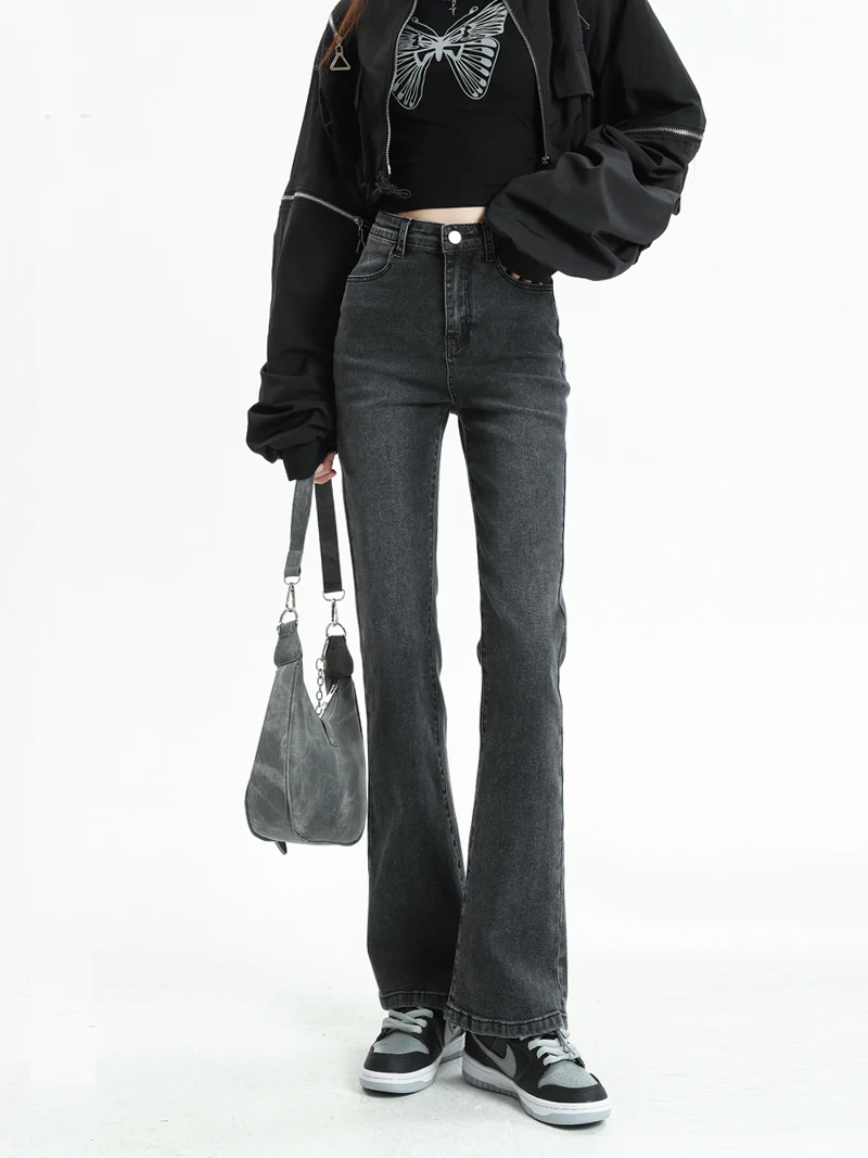 

Джинсы-колокольчики с высокой талией, облегающие джинсы, женские эластичные длинные брюки в стиле ретро, модные хлопковые эластичные джинсы INS